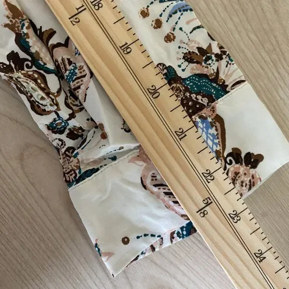 Chico's Boho Floral Blouse Shirt Women Size 3 XL Cream Brown Cottagecore Career - Picture 13 of 13